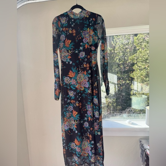 Anthropologie Floral Long Sleeve Dress
